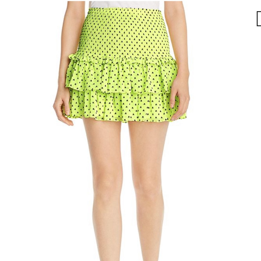 WAYF Phelham Tiered Ruffle Mini Skirt In Neon Yellow